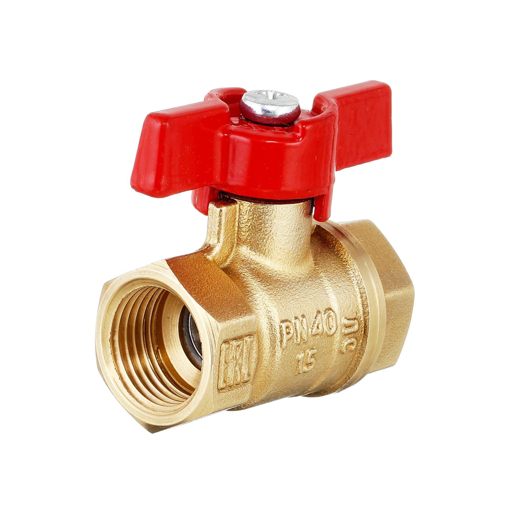 Кран шаровый латунныйБАЗ  11б27п1 вода ВР/ВР Ду 15 (1/2") Ру 40 бабочка 